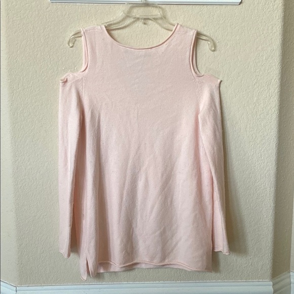 French Connection Pink Cold Shoulder Light Weight Sweater Top Size L - Picture 3 of 8